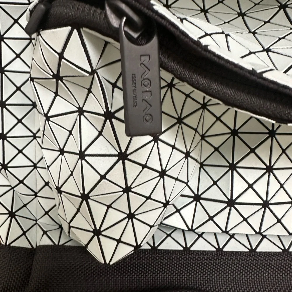 Geometric Patterned Black and White Backpack - Picture 9 of 15